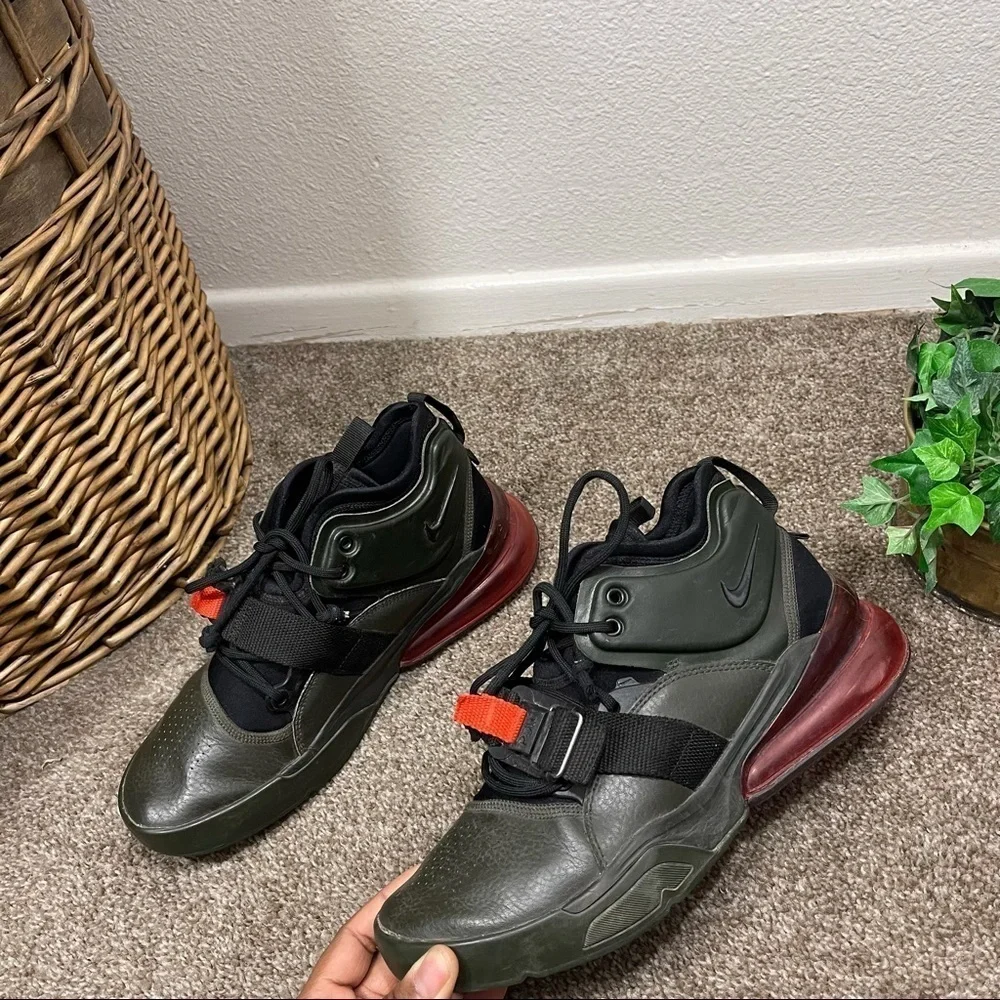 Nike Air Force 270 GS Sequoia Habanero Red black Green YOUTH Size 7Y